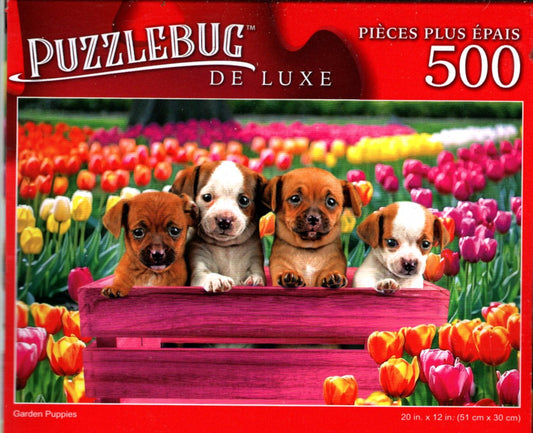 Garden Puppies - 500 Pieces Deluxe Jigsaw Puzzle