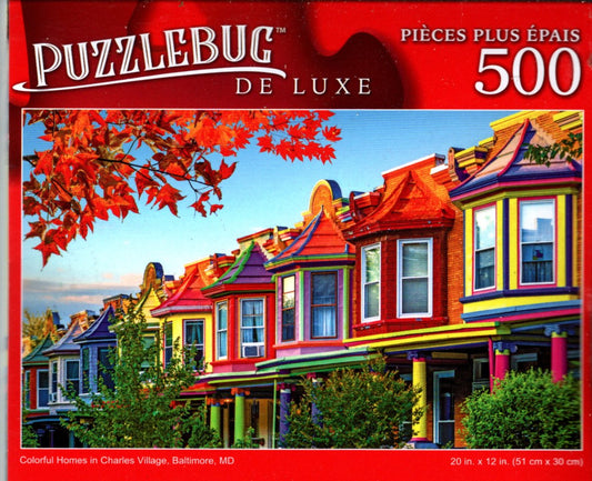 Colorful Homes in Charles Village, Baltimore, MD - 500 Pieces Deluxe Jigsaw Puzzle