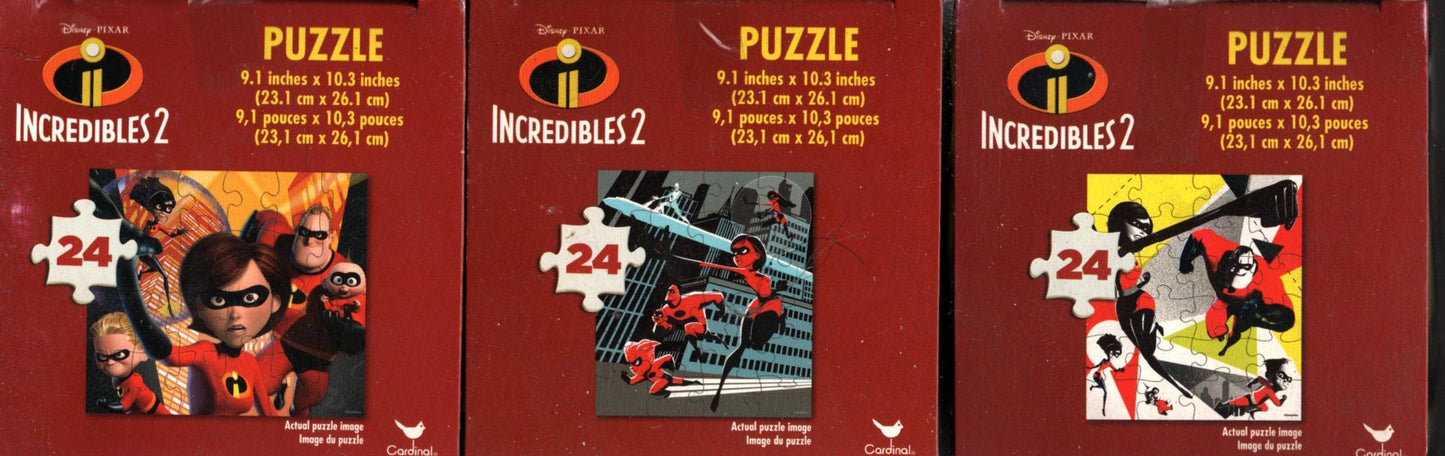 Disney Pixar Incredibles 2 - 24 Pieces Jigsaw Puzzle (Set of 3)