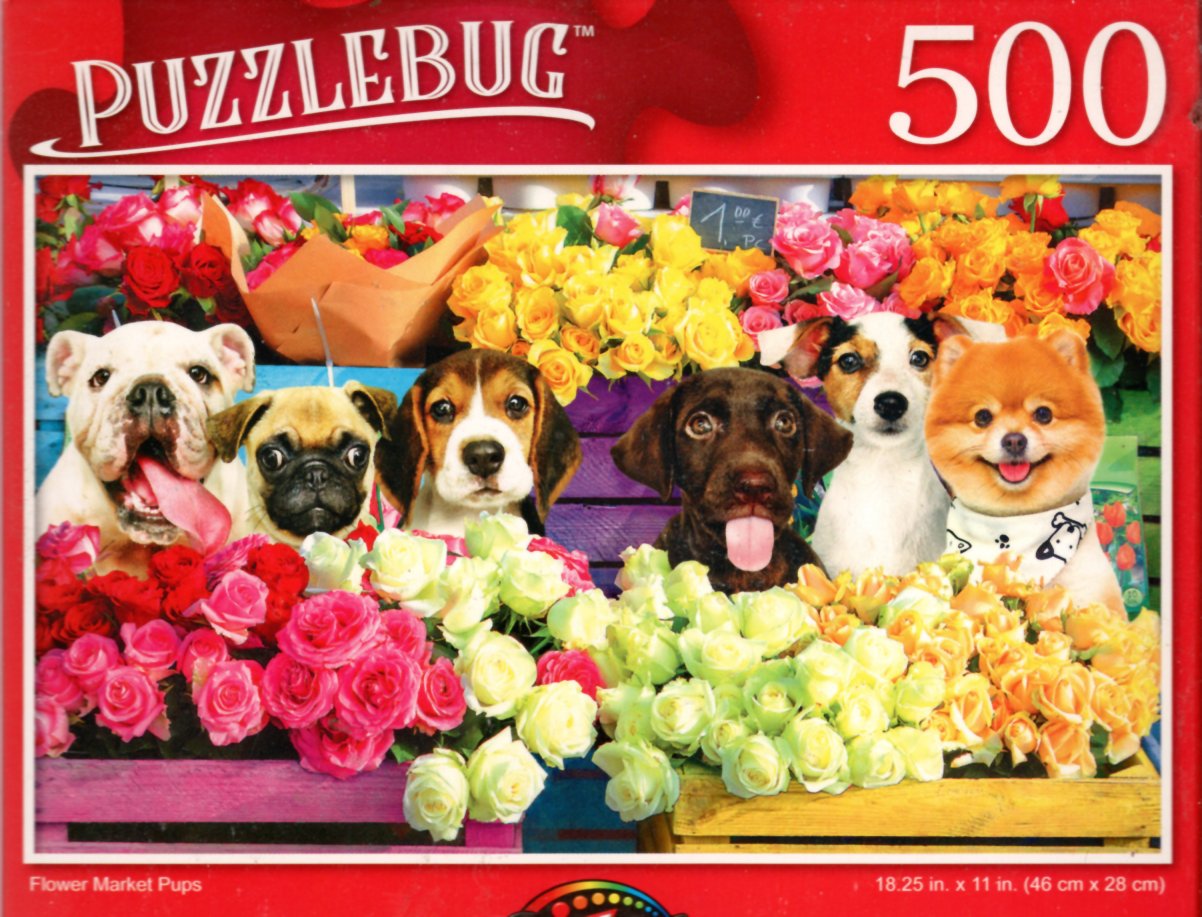 Flower Market Pups, 500 Piece Jigsaw Puzzle