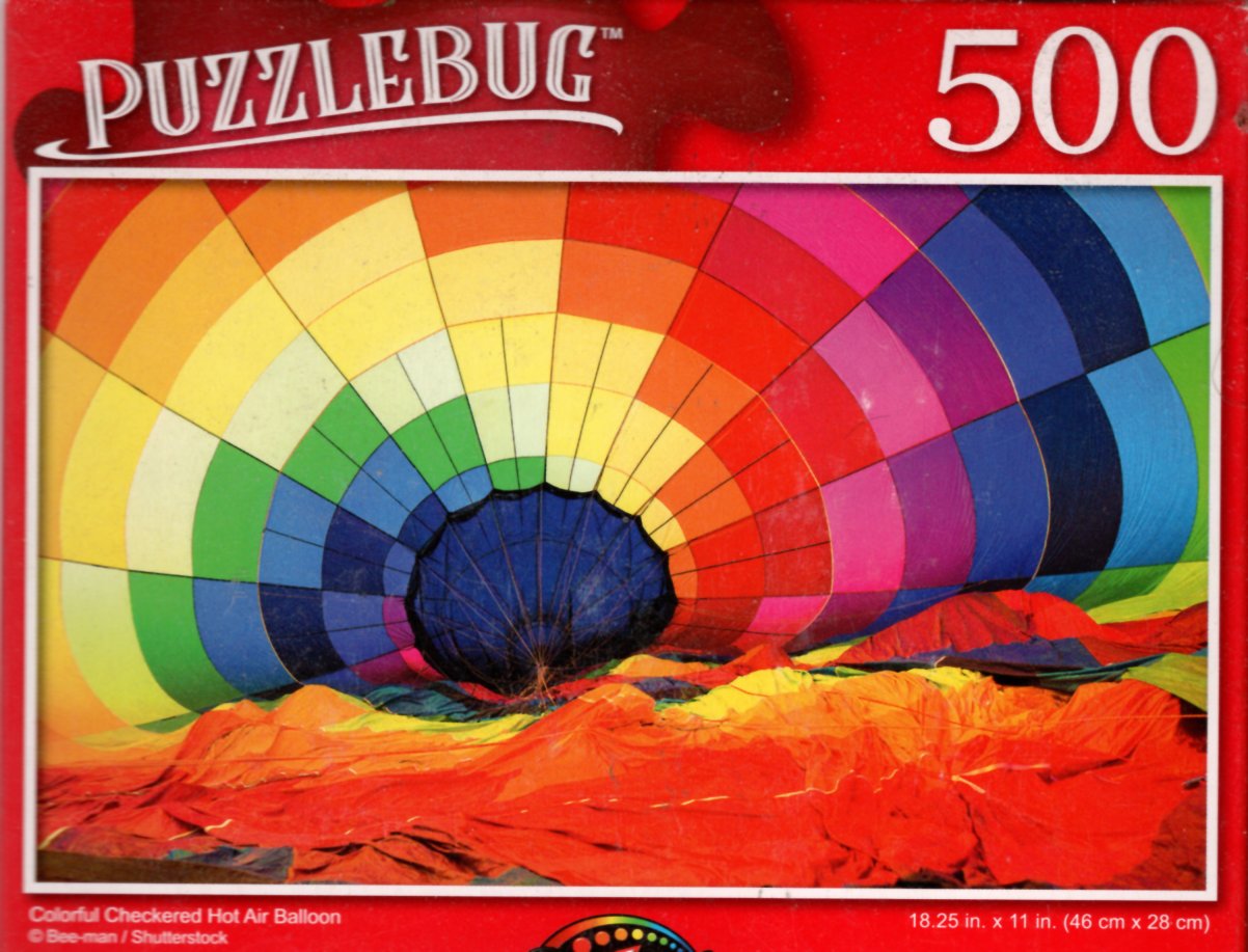 Colorful Checkered Hot Air Balloon - 500 Pieces Jigsaw Puzzle