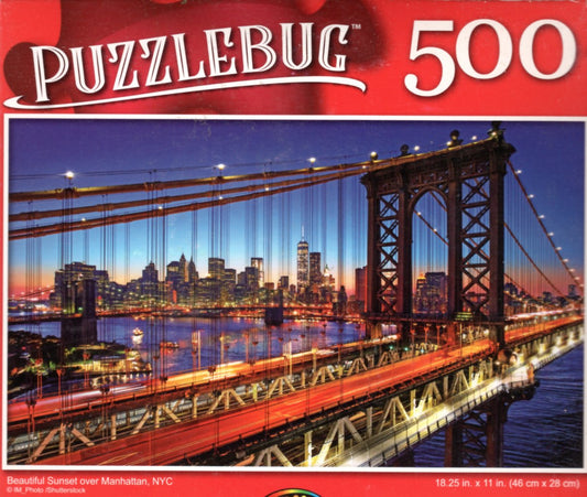 Beautiful Sunset Over Manhattan, NYC - 500 Pieces Jigsaw Puzzle