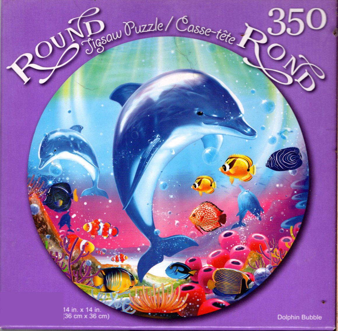 Dolphin Bubble - 350 Pieces Jigsaw Round Puzzle