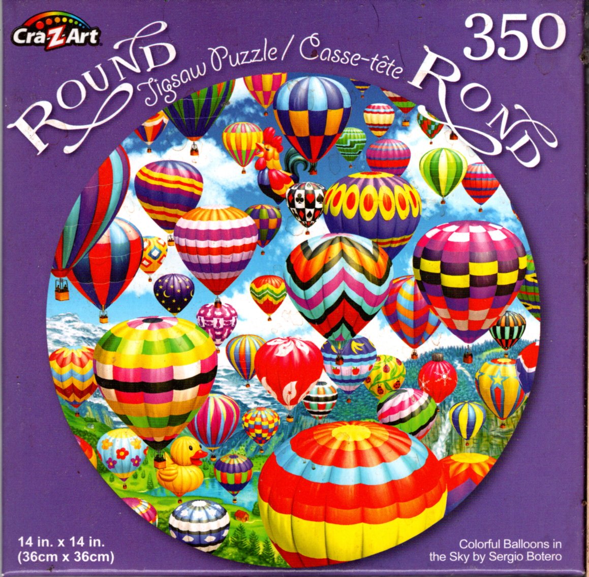 Colorful Balloons in The Sky - 350 Pieces Jigsaw Round Puzzle