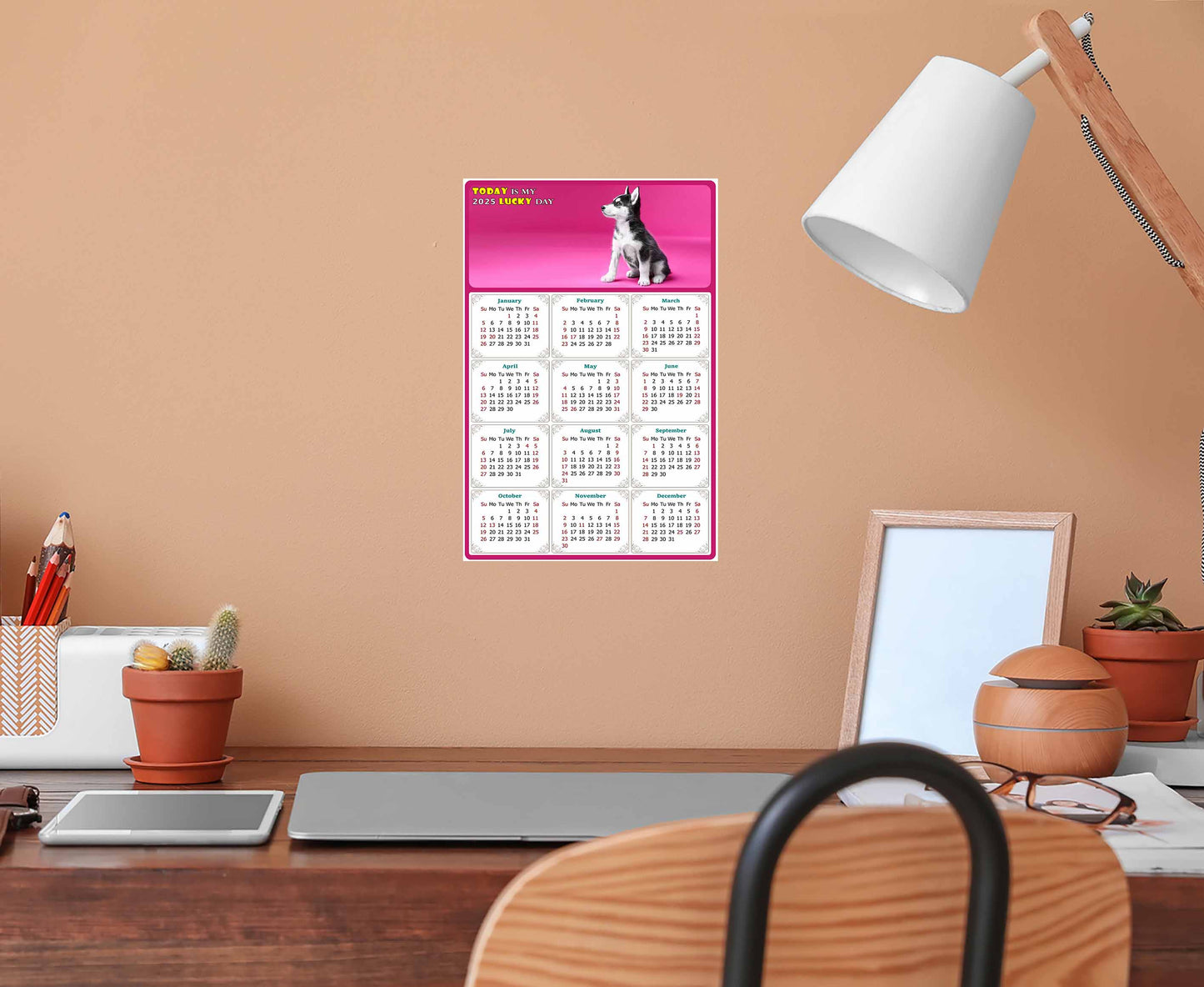 2025 Peel & Stick Calendar - Today is my Lucky Day Removable - Dogs 023 (12"x 8")