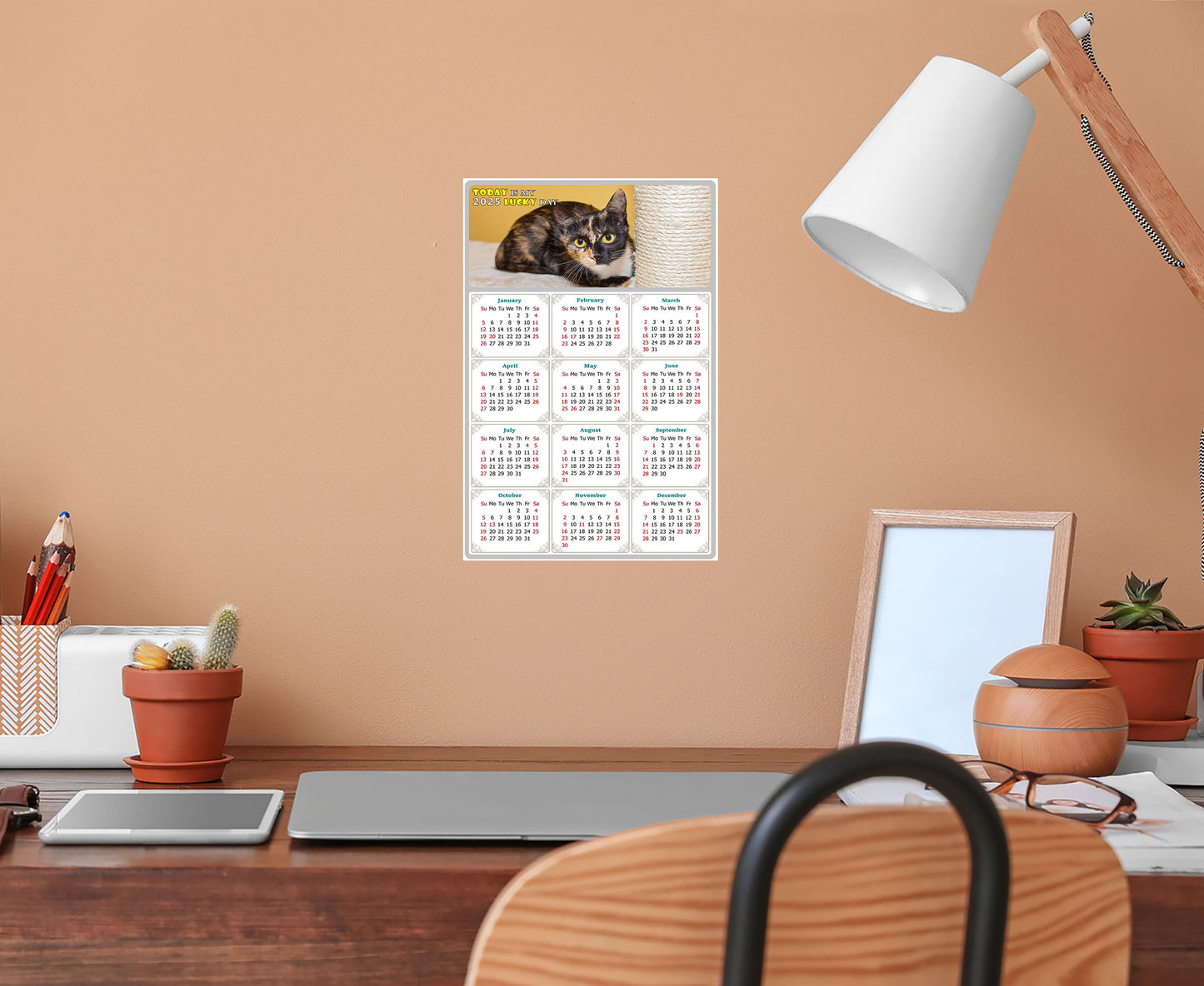 2025 Peel & Stick Calendar - Today is my Lucky Day Removable - Cat 024 (12"x 8")