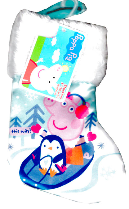 Peppa Pig - (Mini Size) 8" Printed Satin Christmas Stocking Plush Cuff