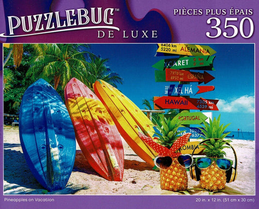 Pineapples on Vacation - 350 Pieces Deluxe Jigsaw Puzzle