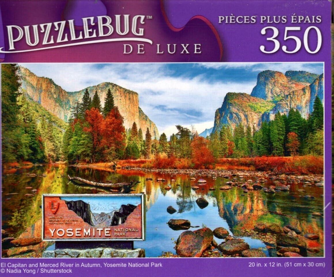 El Capitan and Merced River in Autumn - 350 Pieces Deluxe Jigsaw Puzzle