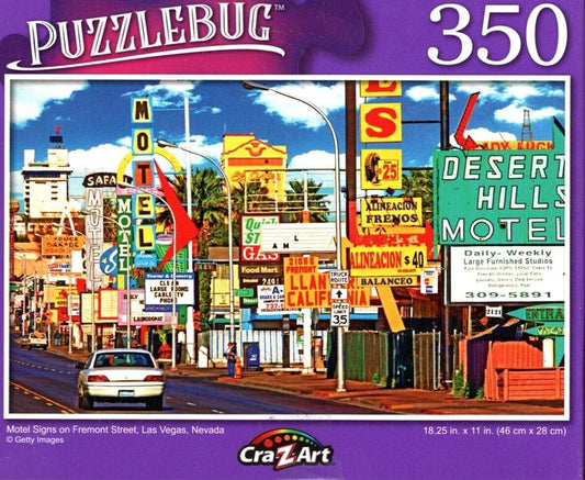 Motel Signs on Fremont Street, Las Vegas, Nevada - 350 Pieces Jigsaw Puzzle