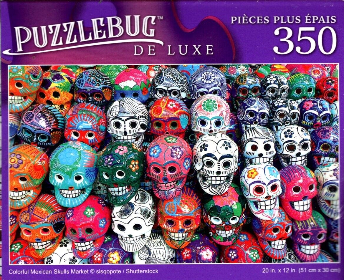 Colorful Mexican Skulls Market - 350 Pieces Deluxe Jigsaw Puzzle