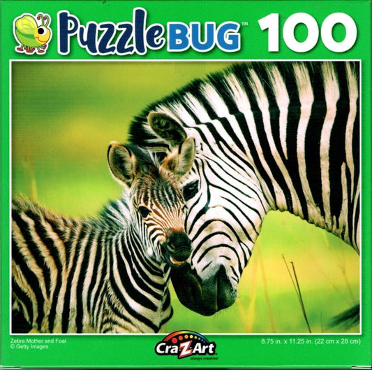 Zebra Mother and Foal - 100 Pieces Jigsaw Puzzle