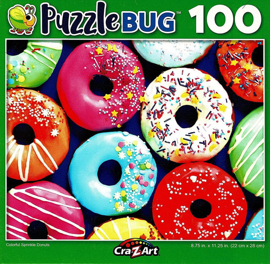 Colorful Sprinkle Donuts - 100 Pieces Jigsaw Puzzle