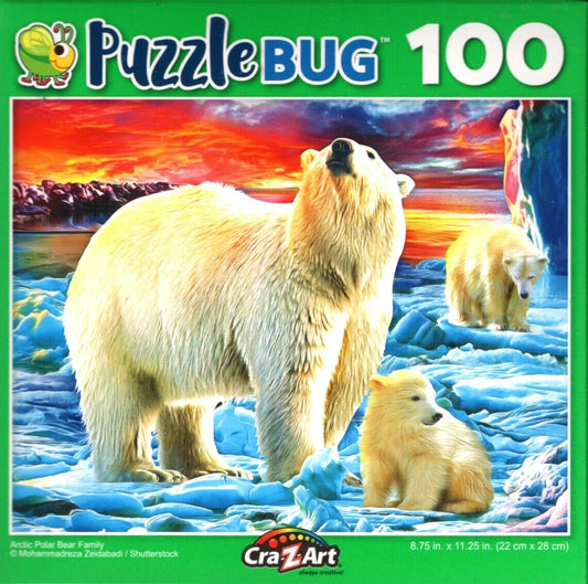 Arctic Polar Bear Family - 100 Pieces Jigsaw Puzzle