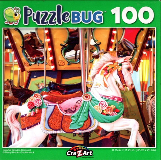 Colorful Wooden Carousel - 100 Pieces Jigsaw Puzzle