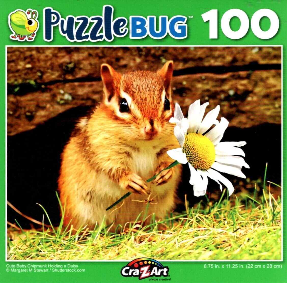 Cute Baby Chipmunk Holding a Daisy - 100 Pieces Jigsaw Puzzle