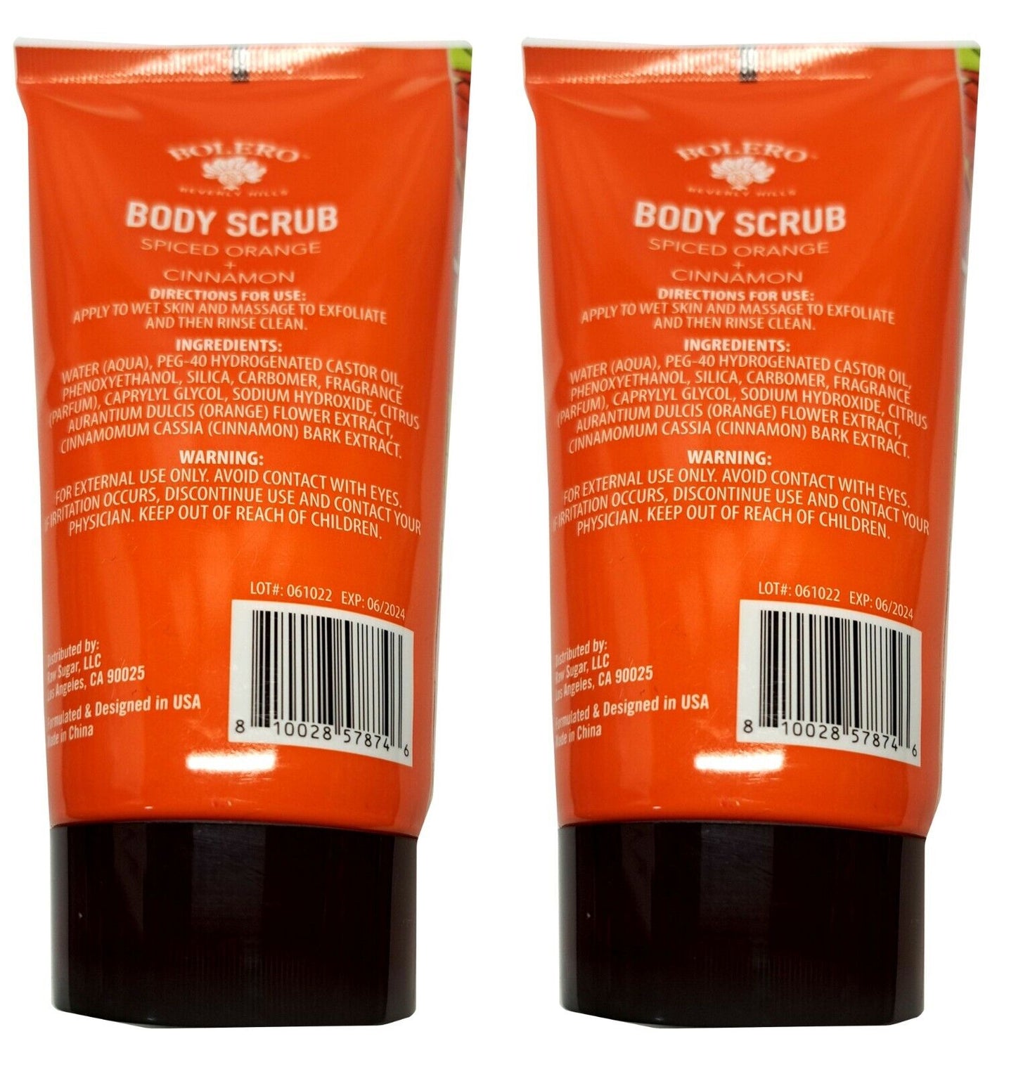 Bolero Body Scrub Spiced Orange & Cinnamon 5fl oz, 147,8ml (Set of 2 Pack)