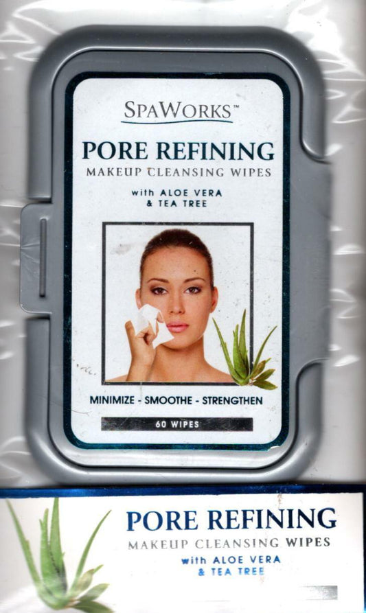 Spa Works Pore Refining Makeup Cleansing Wipes with Aloe Vera & Tea Tree 60 serv