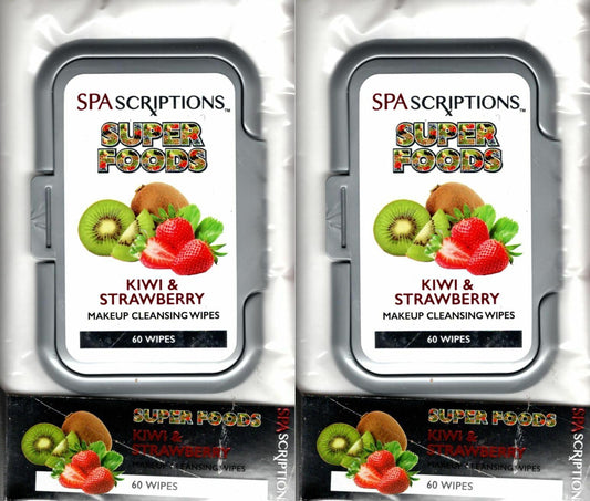 Spa Scriptions Super Foods Kiwi & Strawberry Makeup Cleansing Wipes 60 serviette