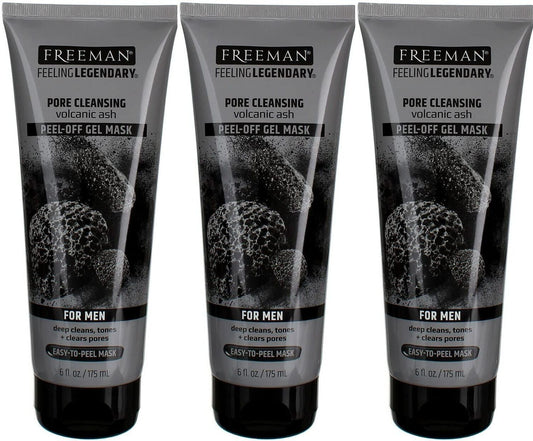 Freeman Mens Pore Cleansing Gel Mask Peel Off 6 Ounce (175ml) (3 Pack)