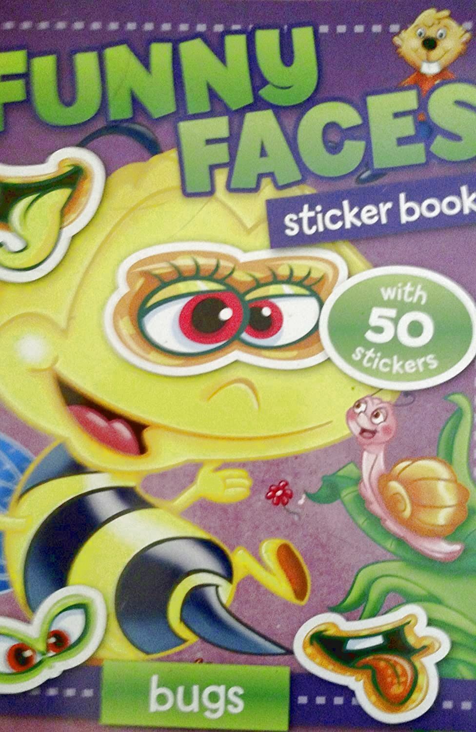 Beaver Books Funny Faces Bugs Sticker & Coloring Book with 50 Stickers