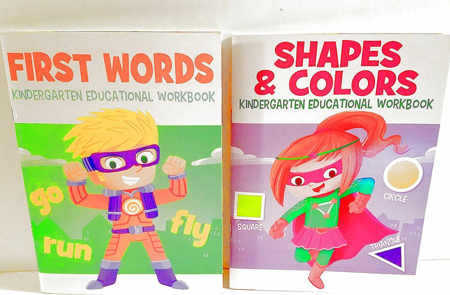 Two Kindergarten Educational Workbooks - Shapes and Colors, First Words