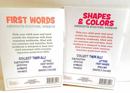 Two Kindergarten Educational Workbooks - Shapes and Colors, First Words