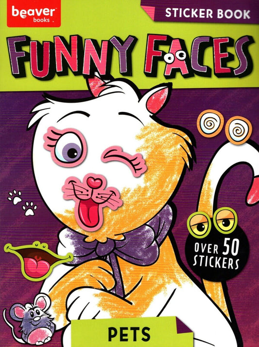 Funny Faces - Coloring Book - Over 50 Stickers - Pets