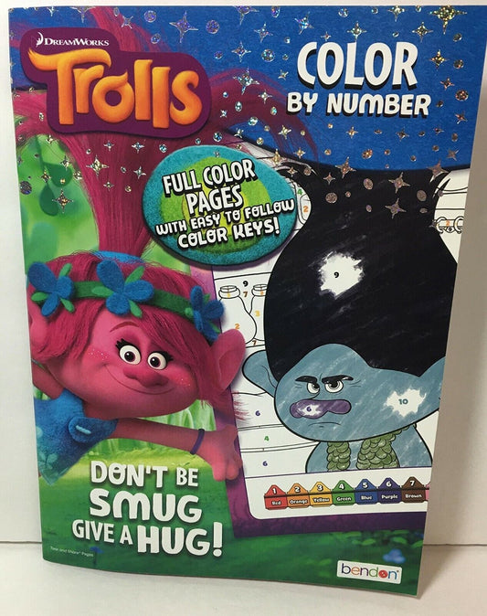 Trolls Color by Number Paperback Book