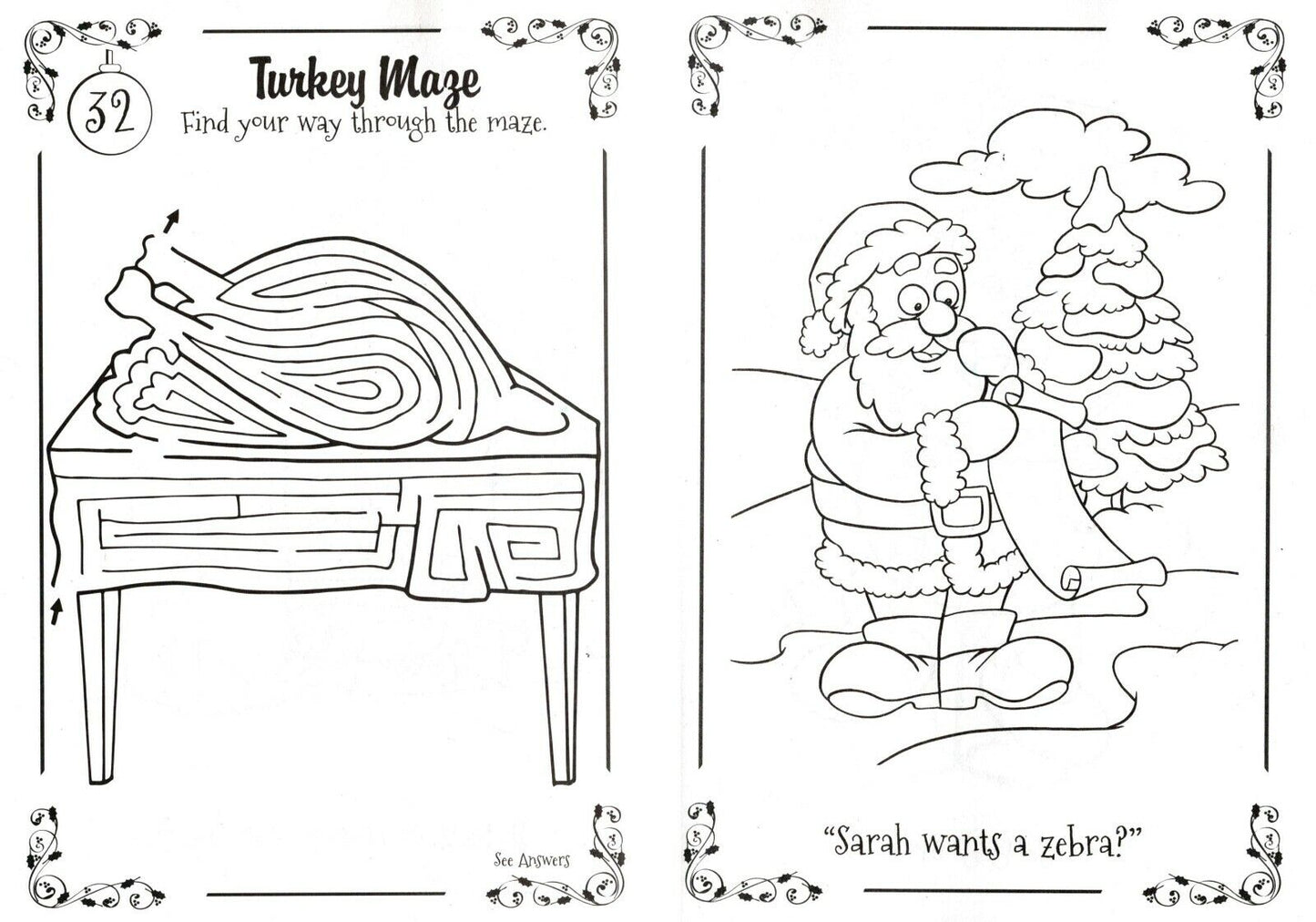 Christmas Edition Holiday Jumbo Coloring and Activity Book ~ Santa's List!