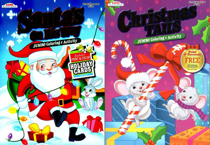 Jumbo Coloring and Activity Book ~ Christmas Tails & Santa's on his Way (Set 2 Pack)