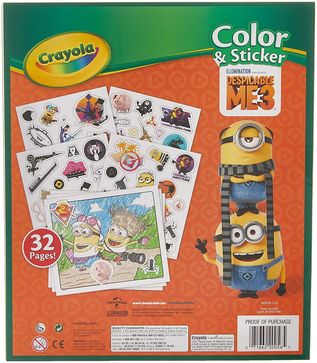 Crayola Despicable Me Color & Sticker Book, Gift for Kids, Age 3, 4, 5, 6 Styles