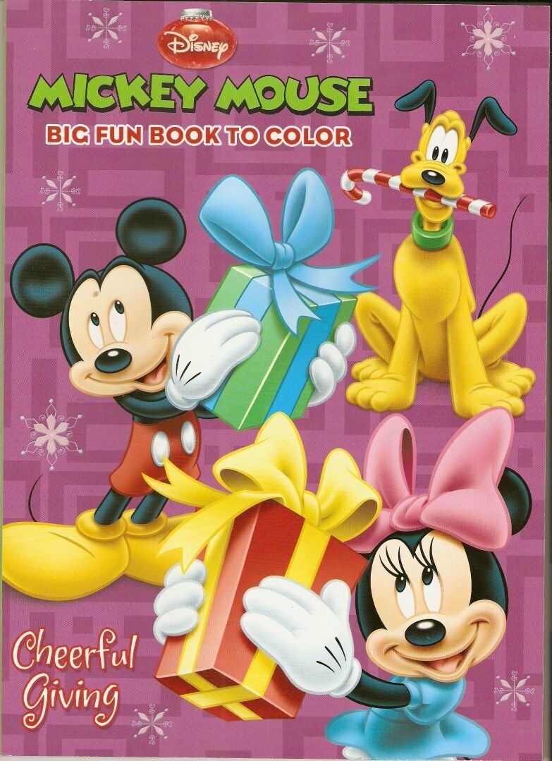 Disney Mickey Mouse Big Fun Book To Color "CHEERFUL GIVING" Christmas Holiday