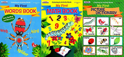 My First Book - Words, Math, Picture Dictionary - Coloring & Activity Books Set