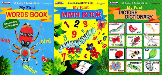 My First Book - Words, Math, Picture Dictionary - Coloring & Activity Books Set