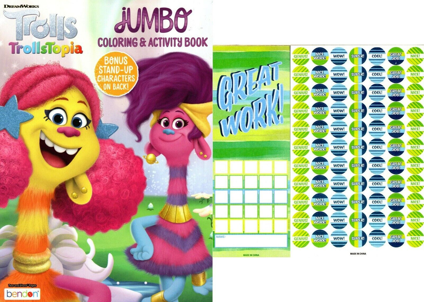 Trolls - Jumbo Coloring & Activity Book + Award Stickers and Charts