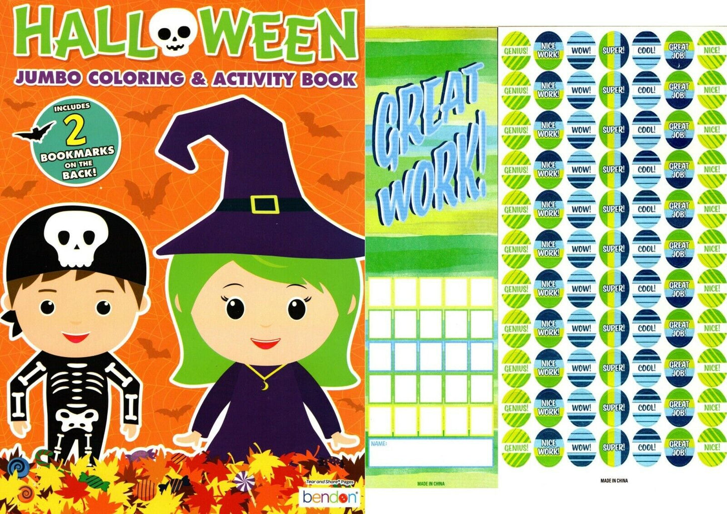 Halloween Jumbo Coloring & Activity Book + Award Stickers and Charts