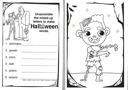 Halloween Jumbo Coloring & Activity Book + Award Stickers and Charts