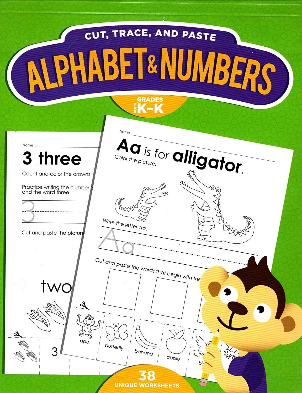 Cut, Trace, and Paste - Alphabet & Numbers - Reproducible Educational Workbook