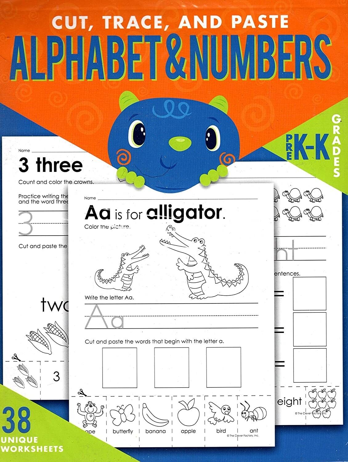 Cut, Trace, and Paste - Alphabet & Numbers - Reproducible Educational Workbook