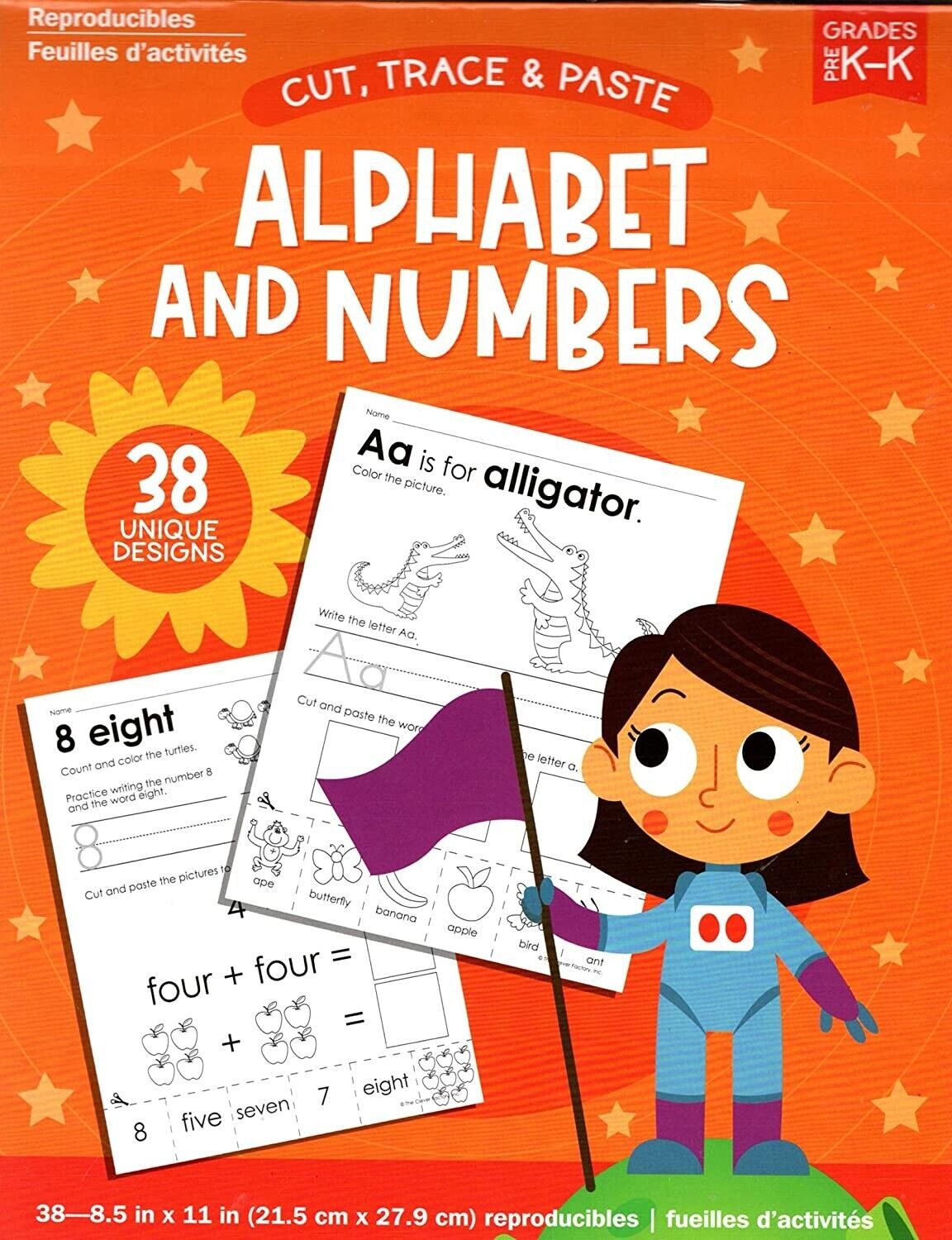 Cut, Trace, and Paste Alphabet & Numbers - Reproducible Educational Workbook