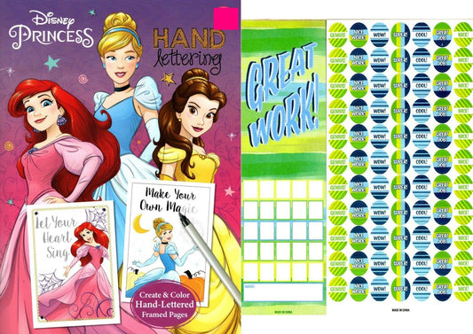 Disney Princess - Hand Lettering - Coloring & Activity Book + Award Stickers