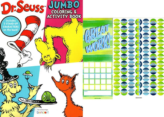 Dr.Seuss - Jumbo Coloring and Activity Book 80 Pages + Award Stickers and Charts