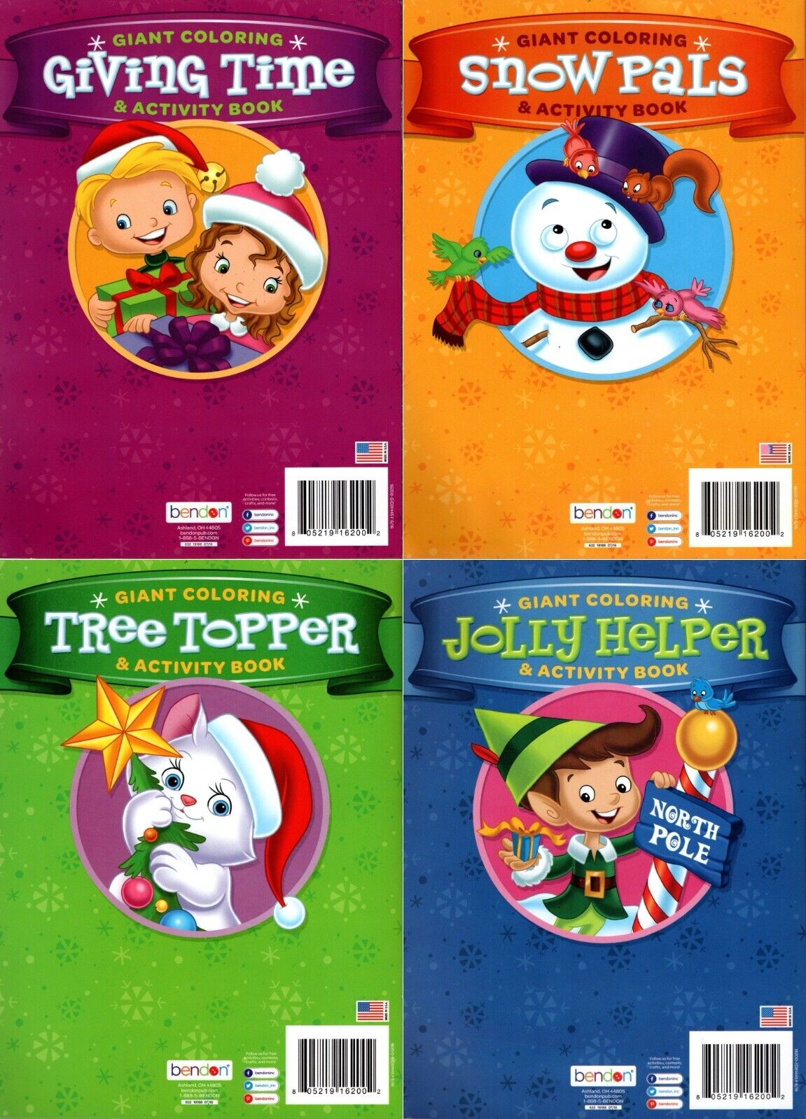 Tree Topper, Jolly Helper, Giving Time, and Snow Pals - Christmas Activity Book