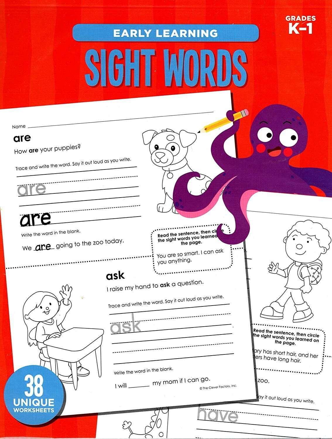 Early Learning - Sight Words Educational Workbook - Reproducible - Grades K-1