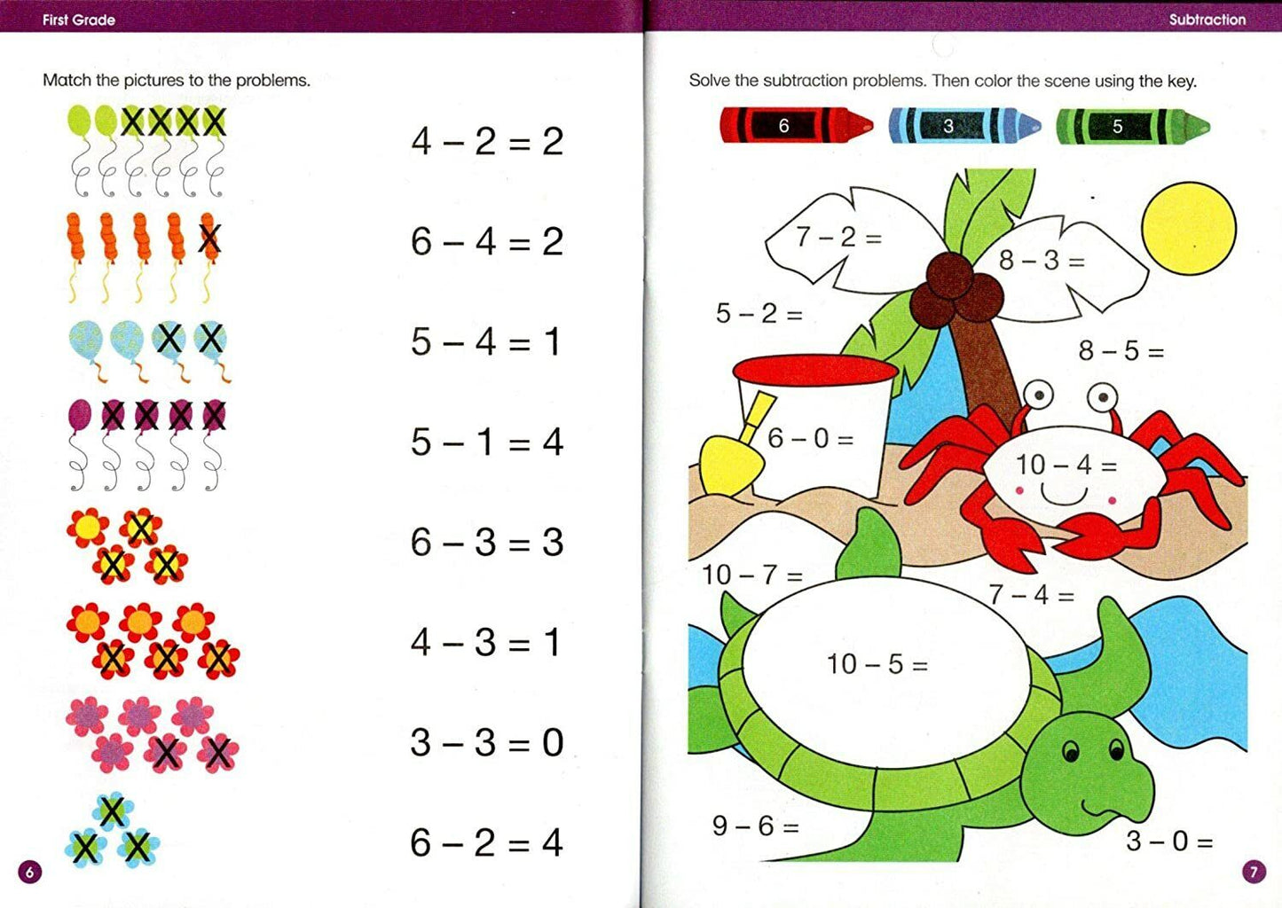 First Grade Educational Workbooks - Good Grades - Subtraction