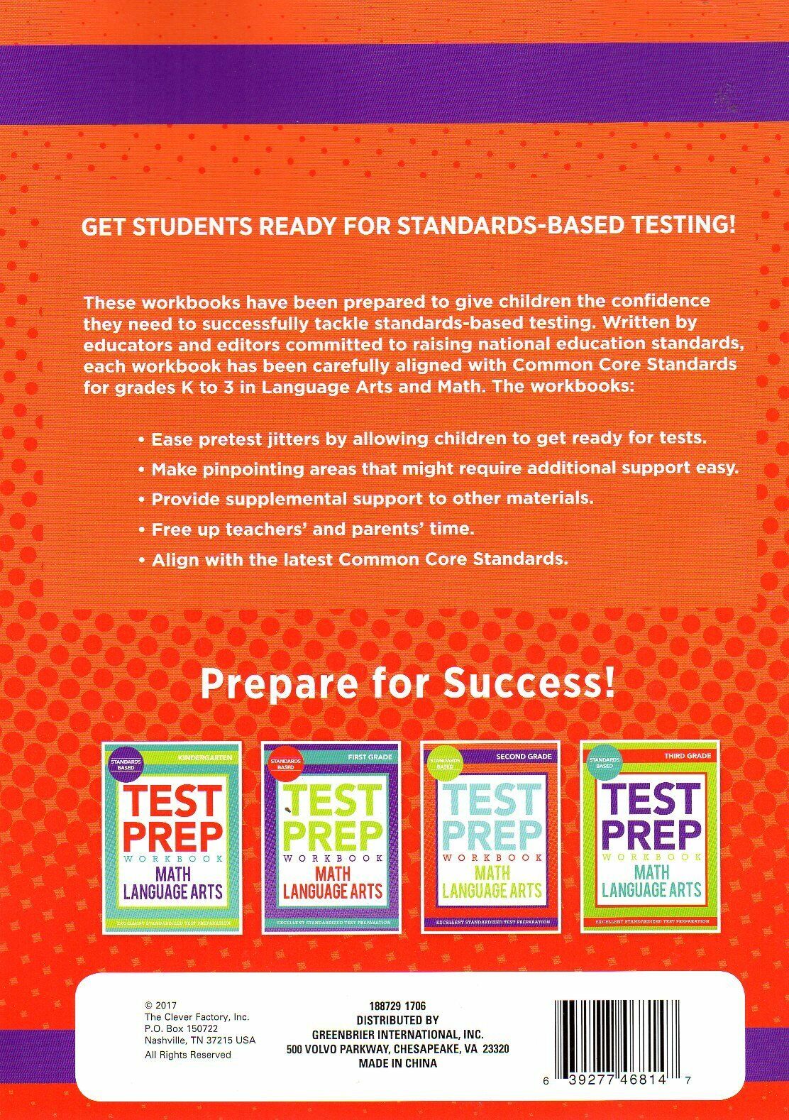 Second Grade Math & Language Arts Test Prep Workbook