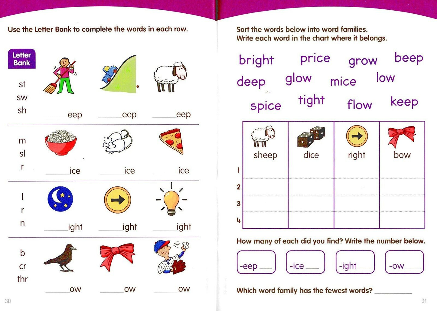 Scholastic - Word Families - Educational Workbooks Ages 5 - 7