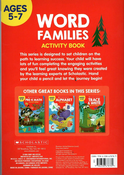 Scholastic - Word Families - Educational Workbooks Ages 5 - 7