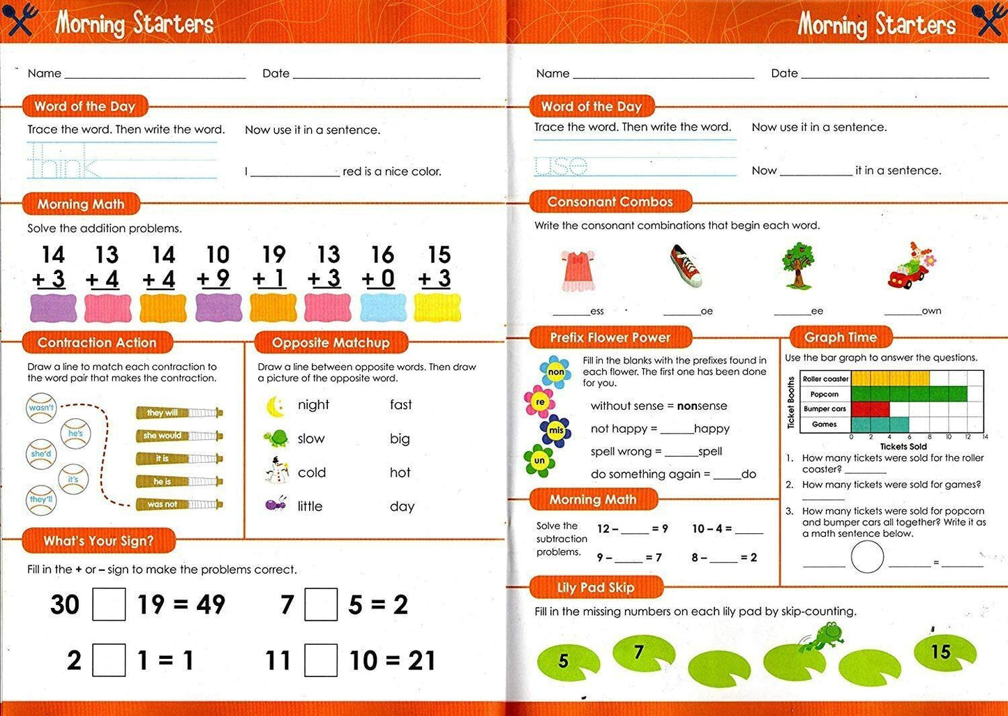 First Grade - Morning Starters Educational Workbooks -v4